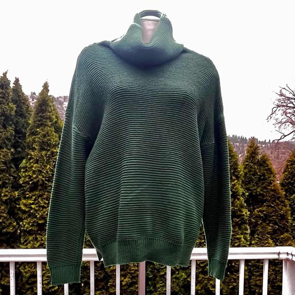 Forest Green Knit Cowl Neck Sweater